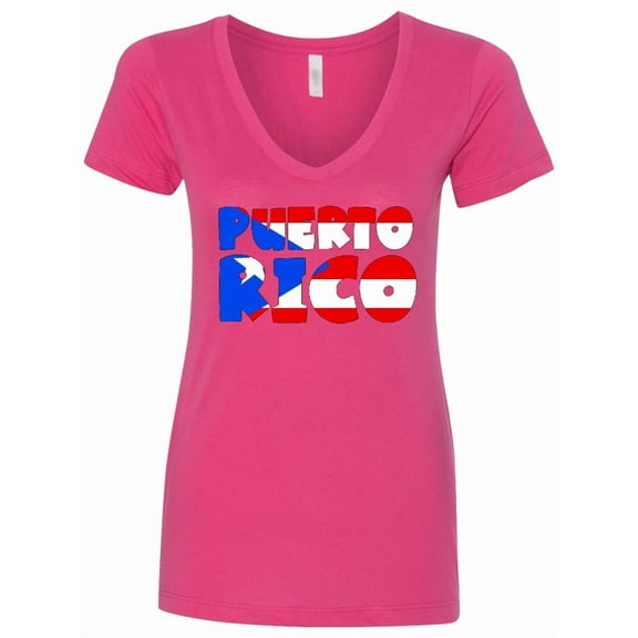 Inktastic Puerto Rico Flag in Text Women's V-Neck T-Shirt