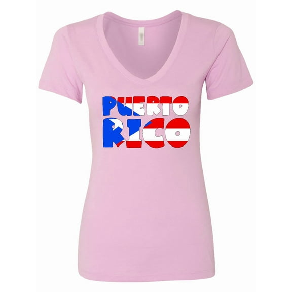 Inktastic Puerto Rico Flag in Text Women's V-Neck T-Shirt