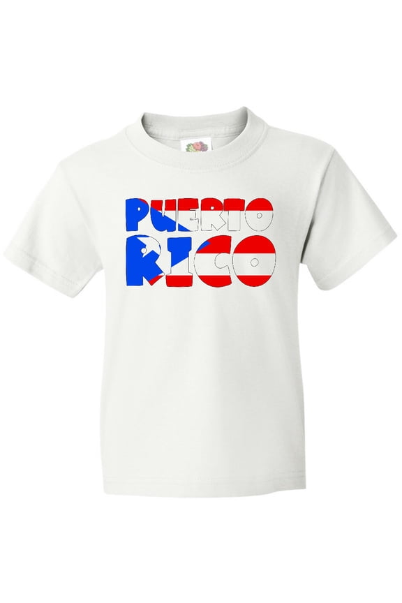 Puerto Rico Flag in Text Youth T-Shirt