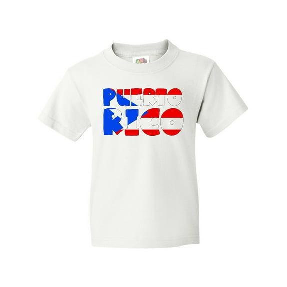 Inktastic Puerto Rico Flag in Text Youth T-Shirt
