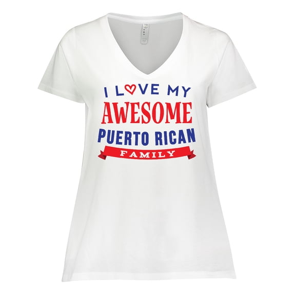 Inktastic Puerto Rico Love My Puerto Rican Family Women's Plus Size V-Neck T-Shirt