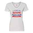 thumbnail image 1 of Inktastic Puerto Rico Love My Puerto Rican Family Women's V-Neck T-Shirt, 1 of 5