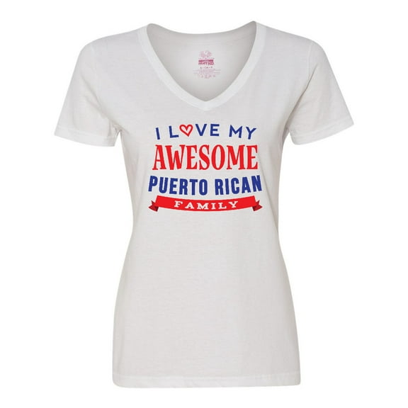 Inktastic Puerto Rico Love My Puerto Rican Family Women's V-Neck T-Shirt
