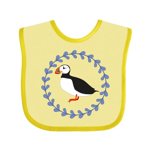 Inktastic Puffin Bird Wreath Boys or Girls Baby Bib