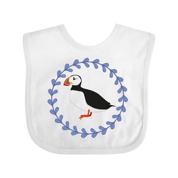 Inktastic Puffin Bird Wreath Boys or Girls Baby Bib