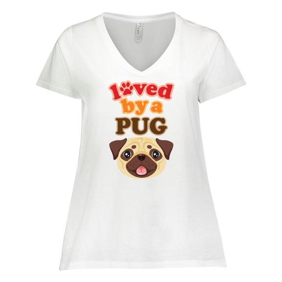 Inktastic Pug Dog Gifts Women's Plus Size V-Neck T-Shirt