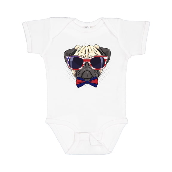 Inktastic Pug Dog July 4th Patriotic Sunglasses Boys or Girls Baby Bodysuit