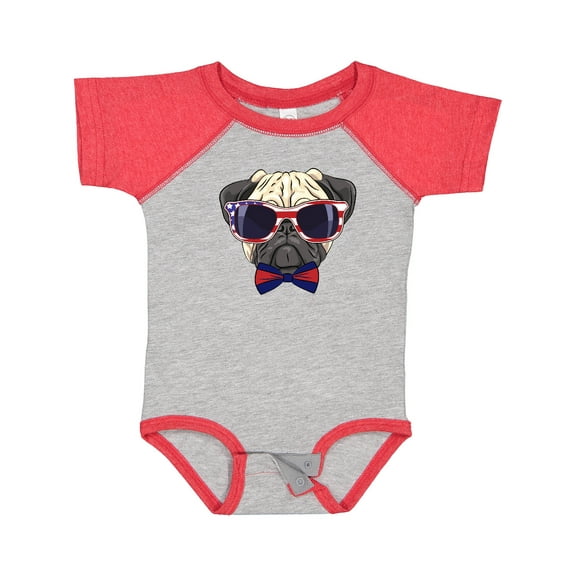 Inktastic Pug Dog July 4th Patriotic Sunglasses Boys or Girls Baby Bodysuit