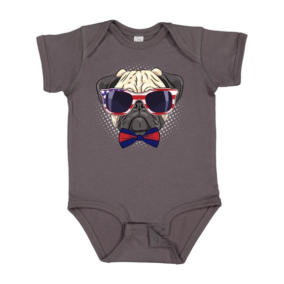 Inktastic Pug Dog July 4th Patriotic Sunglasses Boys or Girls Baby Bodysuit