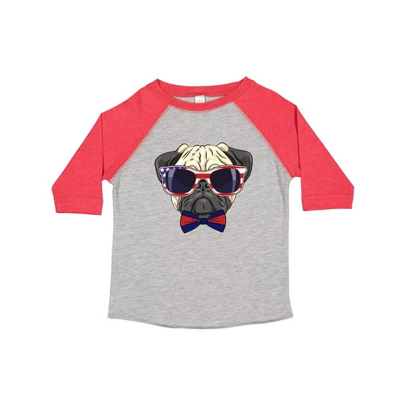 Inktastic Pug Dog July 4th Patriotic Sunglasses Boys or Girls Toddler T-Shirt