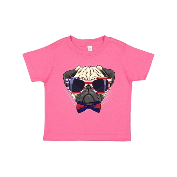 Inktastic Pug Dog July 4th Patriotic Sunglasses Boys or Girls Toddler T-Shirt