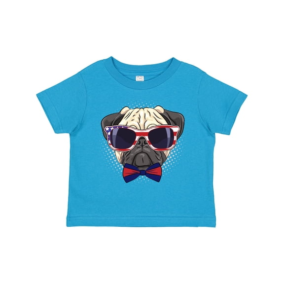 Inktastic Pug Dog July 4th Patriotic Sunglasses Boys or Girls Toddler T-Shirt