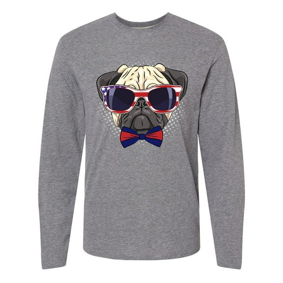 Inktastic Pug Dog July 4th Patriotic Sunglasses Long Sleeve T-Shirt