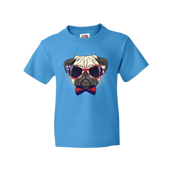 Inktastic Pug Dog July 4th Patriotic Sunglasses Youth T-Shirt