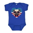 thumbnail image 1 of Inktastic Pug Dog Patriotic US Flag Heart Boys or Girls Baby Bodysuit, 1 of 5