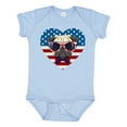 thumbnail image 1 of Inktastic Pug Dog Patriotic US Flag Heart Boys or Girls Baby Bodysuit, 1 of 5