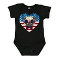 thumbnail image 1 of Inktastic Pug Dog Patriotic US Flag Heart Boys or Girls Baby Bodysuit, 1 of 5