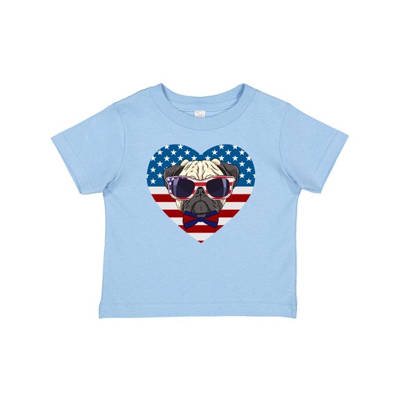 Inktastic Pug Dog Patriotic US Flag Heart Boys or Girls Baby T-Shirt
