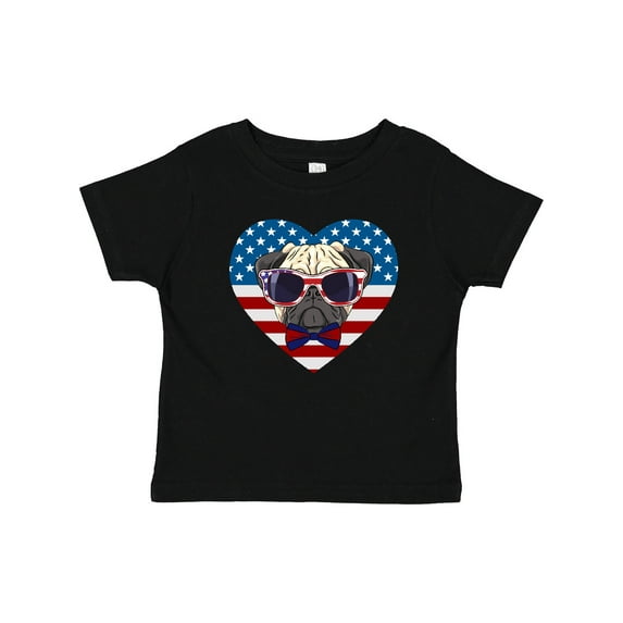 Inktastic Pug Dog Patriotic US Flag Heart Boys or Girls Baby T-Shirt