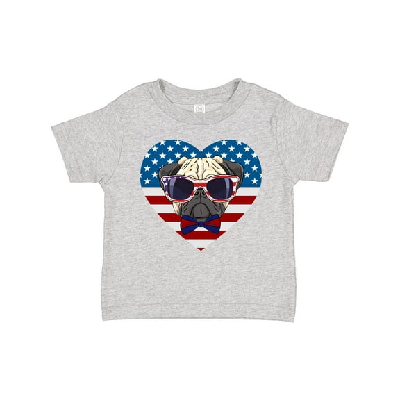 Inktastic Pug Dog Patriotic US Flag Heart Boys or Girls Toddler T-Shirt