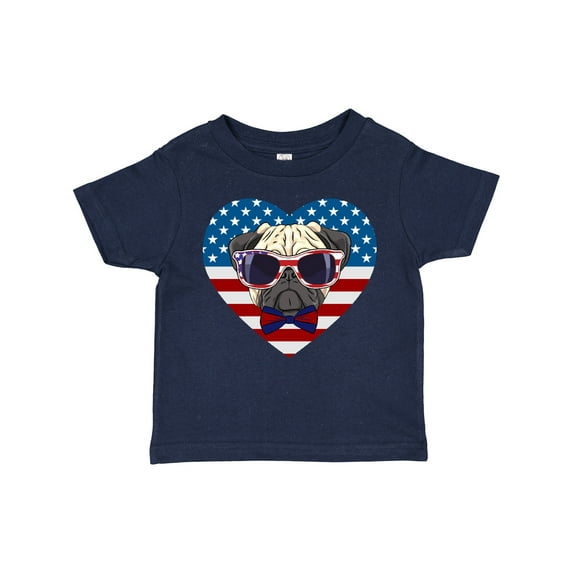 Inktastic Pug Dog Patriotic US Flag Heart Boys or Girls Toddler T-Shirt