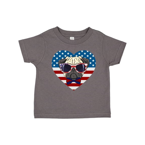 Inktastic Pug Dog Patriotic US Flag Heart Boys or Girls Toddler T-Shirt