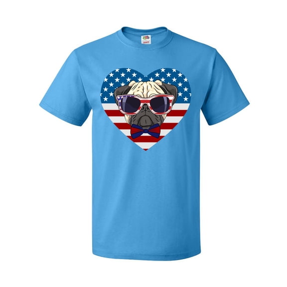 Inktastic Pug Dog Patriotic US Flag Heart T-Shirt