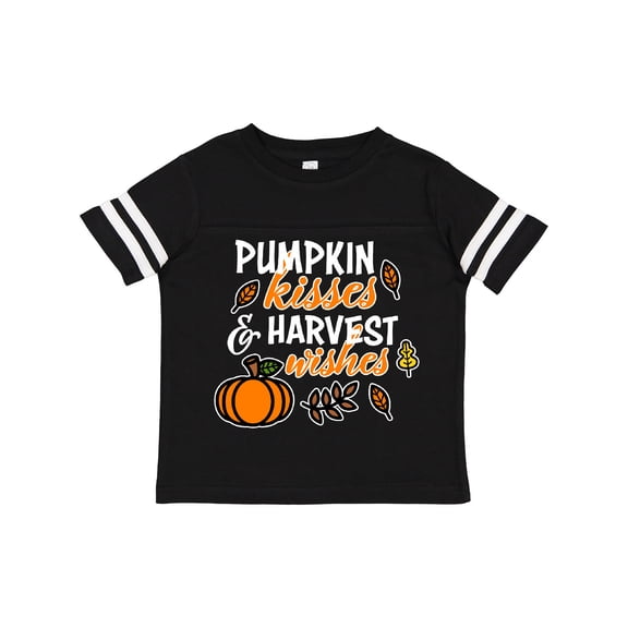 Inktastic Pumpkin Kisses & Harvest Wishes with Pumpkin and Fall Leaves Boys or Girls Toddler T-Shirt