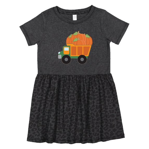Inktastic Pumpkin Truck Thanksgiving Halloween Girls Toddler Dress