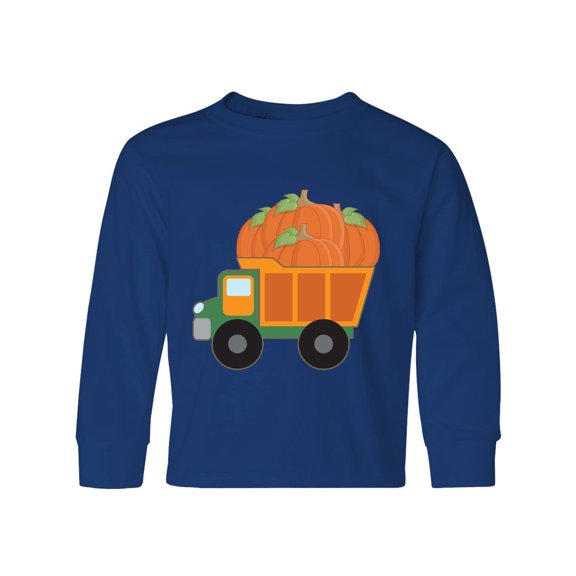 Inktastic Pumpkin Truck Thanksgiving Halloween Long Sleeve Youth T-Shirt