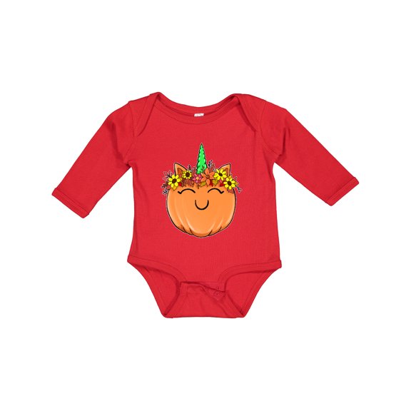 Inktastic Pumpkin Unicorn for Halloween and Thanksgiving Boys or Girls Long Sleeve Baby Bodysuit
