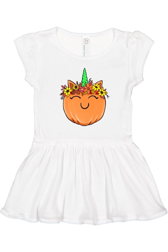 Pumpkin Unicorn for Halloween and Thanksgiving Girls Toddler Dress