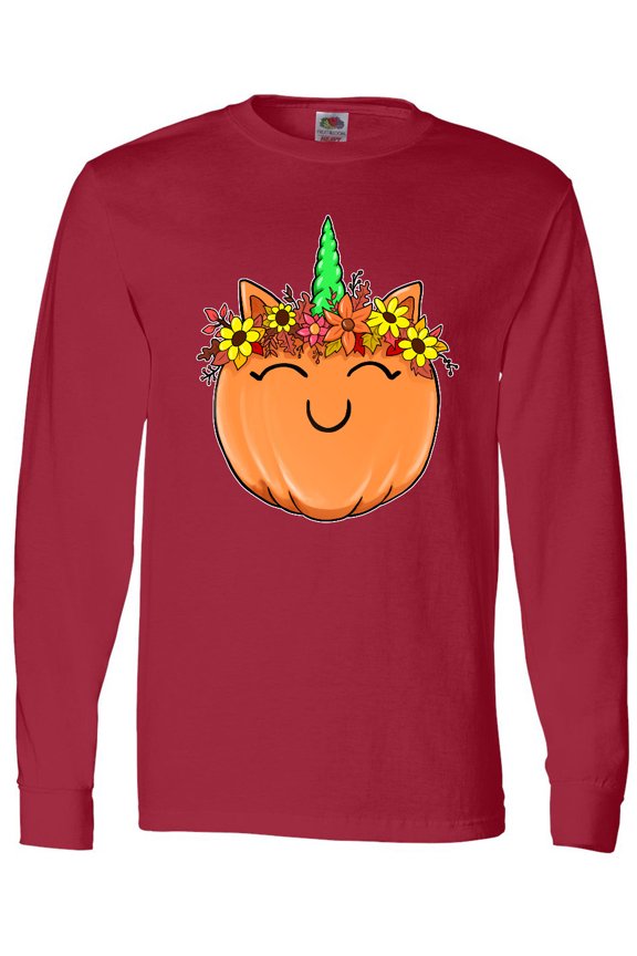 Pumpkin Unicorn for Halloween and Thanksgiving Long Sleeve T-Shirt