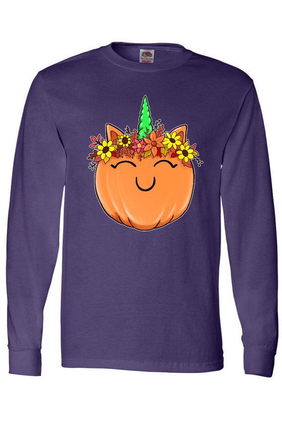 Pumpkin Unicorn for Halloween and Thanksgiving Long Sleeve T-Shirt