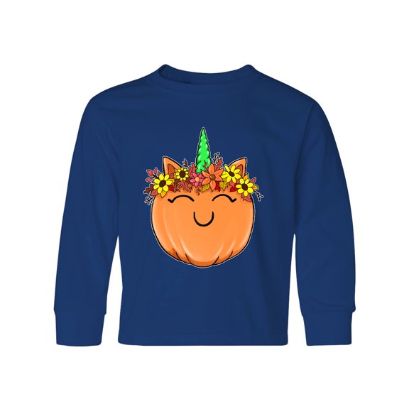 Inktastic Pumpkin Unicorn for Halloween and Thanksgiving Long Sleeve Youth T-Shirt