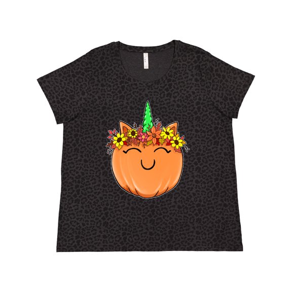 Inktastic Pumpkin Unicorn for Halloween and Thanksgiving Women's Plus Size T-Shirt