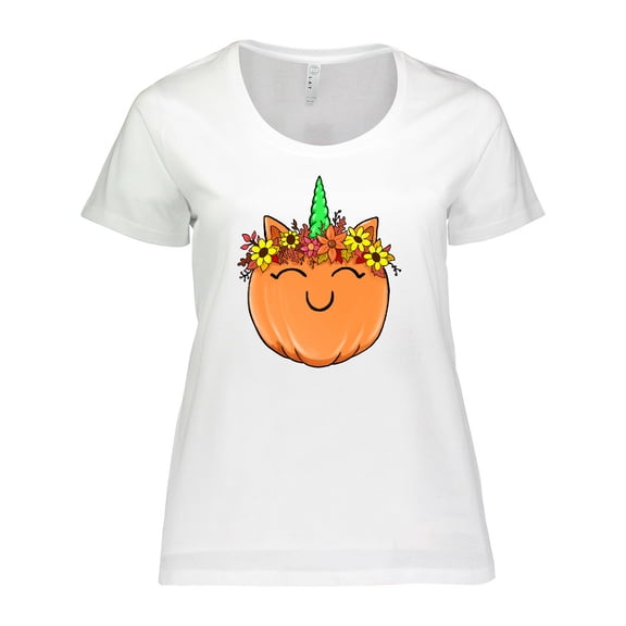 Inktastic Pumpkin Unicorn for Halloween and Thanksgiving Women's Plus Size T-Shirt