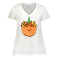 thumbnail image 1 of Inktastic Pumpkin Unicorn for Halloween and Thanksgiving Women's Plus Size V-Neck T-Shirt, 1 of 5