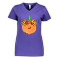 thumbnail image 1 of Inktastic Pumpkin Unicorn for Halloween and Thanksgiving Women's V-Neck T-Shirt, 1 of 5