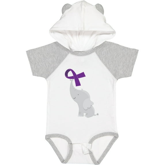 Inktastic Purple Awareness Ribbon Elephant Boys or Girls Baby Bodysuit