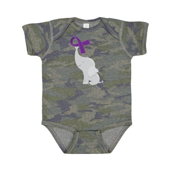 Inktastic Purple Awareness Ribbon Elephant Boys or Girls Baby Bodysuit