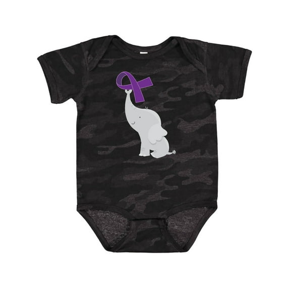 Inktastic Purple Awareness Ribbon Elephant Boys or Girls Baby Bodysuit