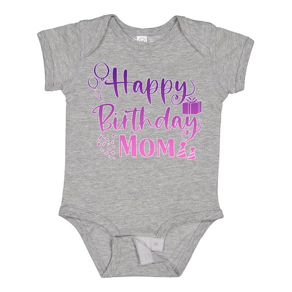 Inktastic Purple Happy Birthday Mom Boys or Girls Baby Bodysuit