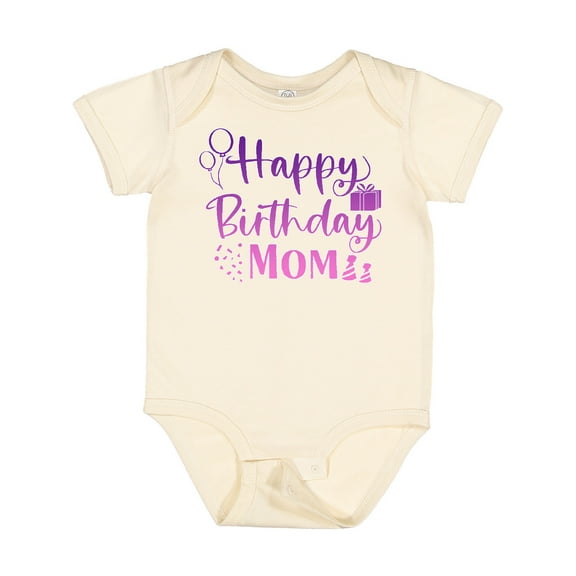 Inktastic Purple Happy Birthday Mom Boys or Girls Baby Bodysuit