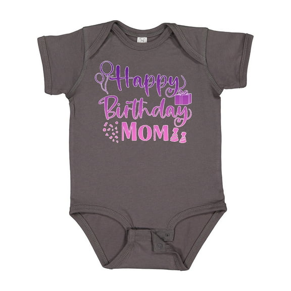 Inktastic Purple Happy Birthday Mom Boys or Girls Baby Bodysuit