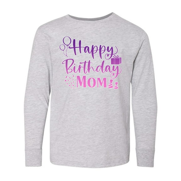Inktastic Purple Happy Birthday Mom Long Sleeve Youth T-Shirt