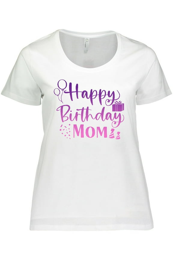 Purple Happy Birthday Mom Women's Plus Size T-Shirt