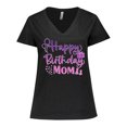 thumbnail image 1 of Inktastic Purple Happy Birthday Mom Women's Plus Size V-Neck T-Shirt, 1 of 5