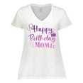 thumbnail image 1 of Inktastic Purple Happy Birthday Mom Women's Plus Size V-Neck T-Shirt, 1 of 5