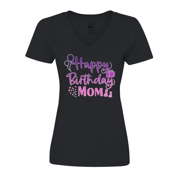 Inktastic Purple Happy Birthday Mom Women's V-Neck T-Shirt